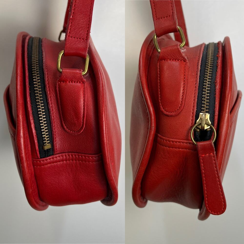 Vintage Coach Chester Canteen Crossbody Red Leather Bag 9901 - Picture 7 of 11
